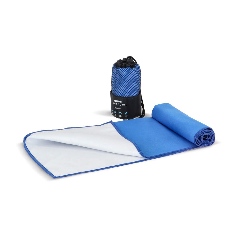 R-PET-Schnelltrocknungshandtuch 40 × 80 cm mit Beutel, Sublimationsdruck. - Blau